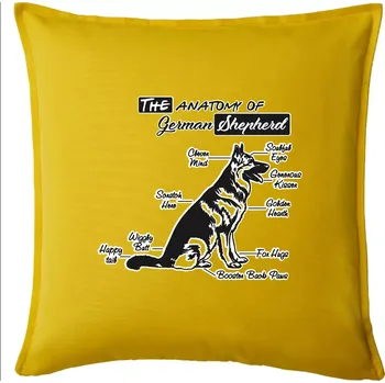 Polštář Německý ovčák - Anatomie - Polštář 50x50 - 50x50 - Pouze potah ( Žlutá )