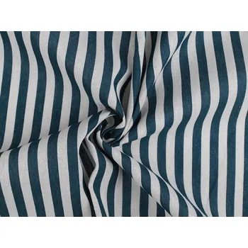 Bavlněná metráž / imitace lnu hrubší, pruhy METRÁŽ - 2 petrolejová modrá