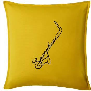Polštář Saxophone nápis - Polštář 50x50 - 50x50 - Pouze potah ( Žlutá )
