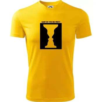 What do you see first? Pohár - Obličeje - Dětské triko sportovní (dresovina) - 146 cm/10 let ( Žlutá )