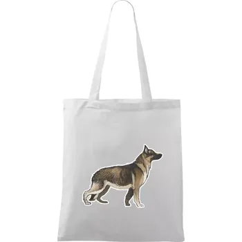 Nákupní taška Německý ovčák - hnědý kreslený - Taška bavlněná - 42 x 38 cm ( Bílá )