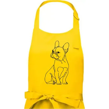 Kuchyňská zástěra Francouzský buldoček černá kresba - Pánská zástěra na vaření - Univerzální velikost ( Žlutá )