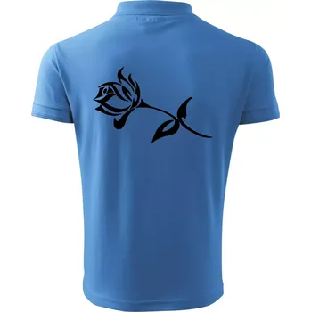 Pánská košile Růže obrys - Polokošile pánská Pique Polo 203 - 4XL ( Azurově modrá )