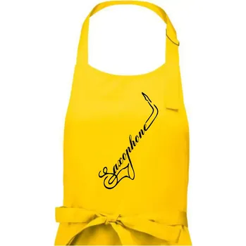 Kuchyňská zástěra Saxophone nápis - Dámská zástěra na vaření - Univerzální velikost ( Žlutá )