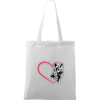 Nákupní taška Německý ovčák v srdci - Taška bavlněná - 42 x 38 cm ( Bílá )