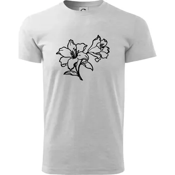 Lilie černobílá - Triko extra velké (5-8XL) - 6XL ( Světlešedý Melír )