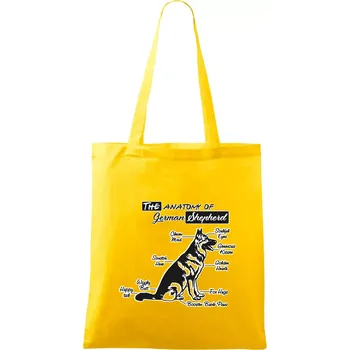 Německý ovčák - Anatomie - Taška bavlněná - 42 x 38 cm ( Žlutá )
