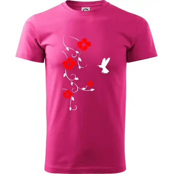 Pánská móda Květina a ptáček - Klasické pánské triko vyšší gramáže - S ( Purpurová )