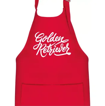 Kuchyňská zástěra Golden retriever - nápis okrasný - Dětská zástěra na vaření - Univerzální velikost ( Červená )