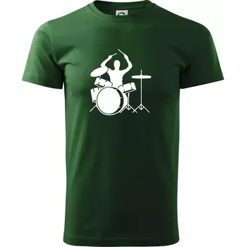 Pánské tričko Bicí bubeník - Triko extra velké (5-8XL) - 8XL ( Lahvově zelená )