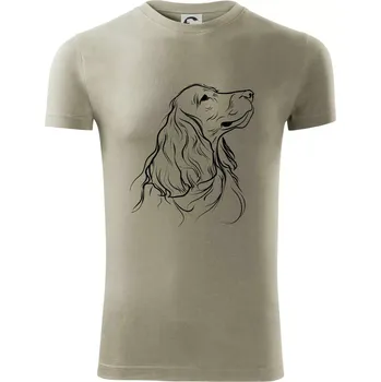 Pánské tričko Anglický kokršpaněl černá kresba - Viper FIT - Pánské zůžené tričko - XL ( Light khaki )