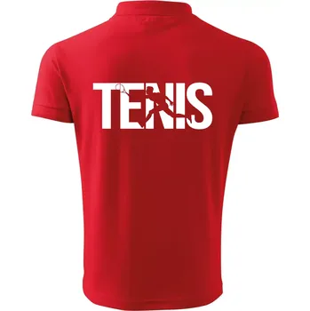 Pánská košile Tenis nápis silueta - Polokošile pánská Pique Polo 203 - 4XL ( Červená )