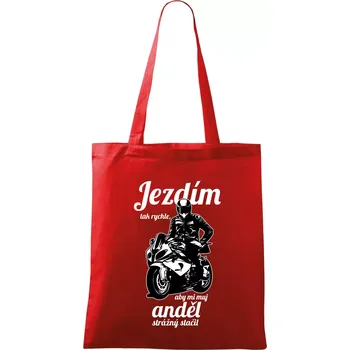 Silniční motorka - jezdím tak rychle, aby mi můj anděl strážný stačil - Taška bavlněná - 42 x 38 cm ( Červená )