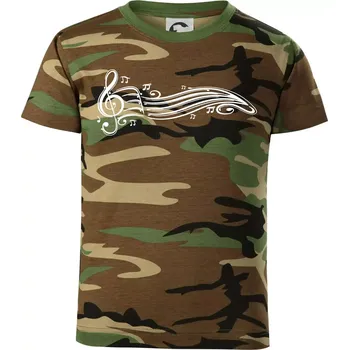 Noty vlna - Dětské maskáčové triko - 146 cm/10 let ( Hnědý maskáč )