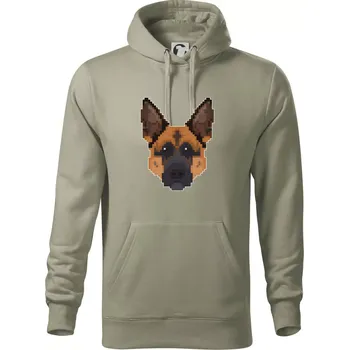 Pánská mikina Německý ovčák - Rozkostičkovaný - Mikina pánská Cape s kapucí - 5XL ( Light khaki )