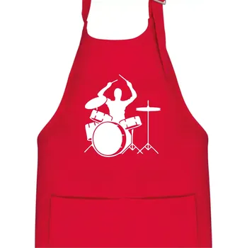 Kuchyňská zástěra Bicí bubeník - Dětská zástěra na vaření - Univerzální velikost ( Červená )
