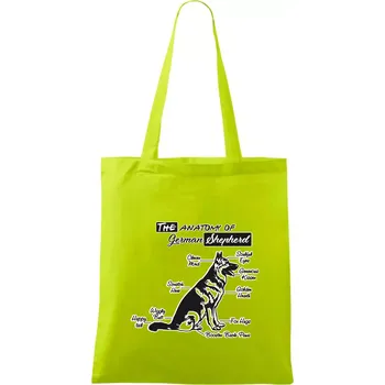 Německý ovčák - Anatomie - Taška bavlněná - 42 x 38 cm ( Limetková )