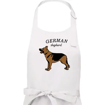 Kuchyňská zástěra Německý ovčák - hnědý s nápisem - Pánská zástěra na vaření - Univerzální velikost ( Bílá )