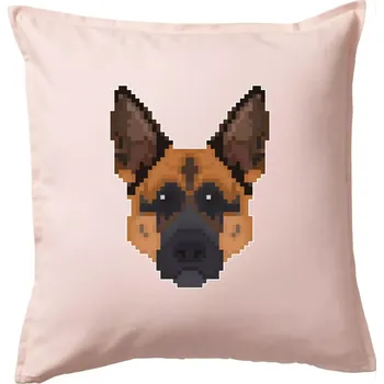 Polštář Německý ovčák - Rozkostičkovaný - Polštář 50x50 - 50x50 - Pouze potah ( Světle růžová )