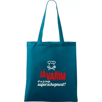 Já vařím - tvoje superschopnost? rovný nápis - Taška bavlněná - 42 x 38 cm ( Petrolejová )