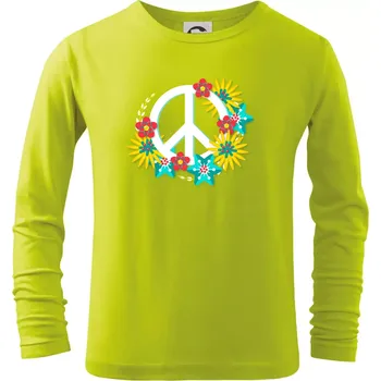 Chlapecké oblečení Peace symbol abstraktní - Triko dětské Long Sleeve - 146 cm/10 let ( Limetková )