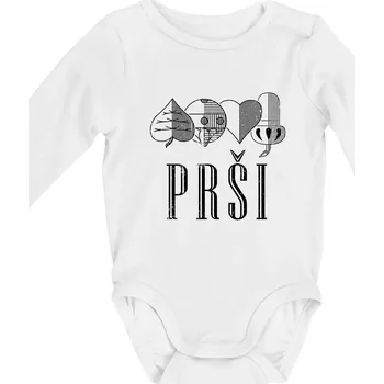 Prší - nápis - Body kojenecké s dlouhým rukávem - Dlouhý r. do 3 měs ( Bílá )