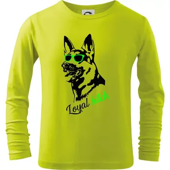 Chlapecké oblečení Německý ovčák - loyal bitch - Triko dětské Long Sleeve - 122 cm/6 let ( Limetková )