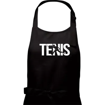 Kuchyňská zástěra Tenis nápis silueta - Dámská zástěra na vaření - Univerzální velikost ( Černá )