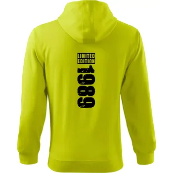 Pánská mikina Limited edition 1989 pruh - Mikina s kapucí na zip trendy zipper - 3XL ( Limetková )