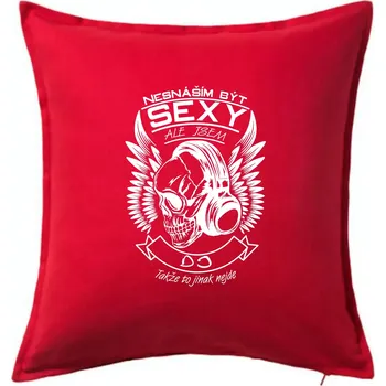Polštář Nesnáším být sexy ale jsem - DJ - Polštář 50x50 - 50x50 - Včetně výplně ( Červená )