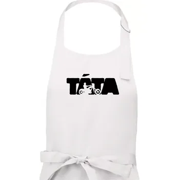 Kuchyňská zástěra Táta nápis - motorka chopper - Pánská zástěra na vaření - Univerzální velikost ( Bílá )