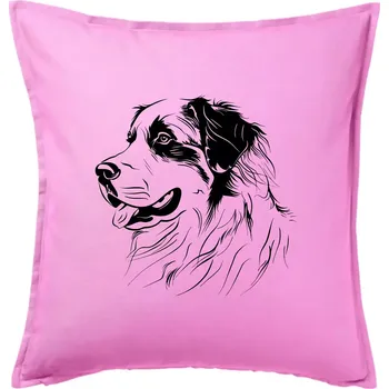 Polštář Bernský salašnický pes černá kresba - Polštář 50x50 - 50x50 - Pouze potah ( Růžová )