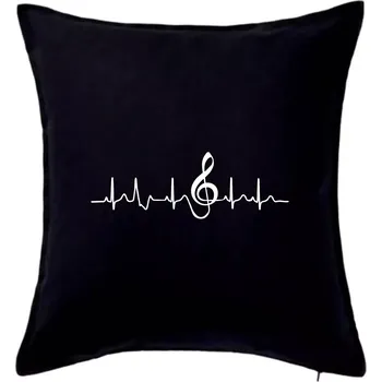 Polštář Moje srdce bije pro hudbu - Polštář 50x50 - 50x50 - Pouze potah ( Černá )