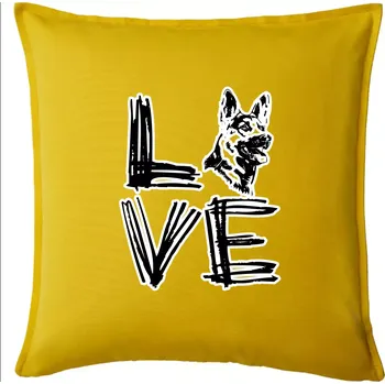 Polštář Německý ovčák love - Polštář 50x50 - 50x50 - Pouze potah ( Žlutá )