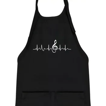Kuchyňská zástěra Moje srdce bije pro hudbu - Dětská zástěra na vaření - Univerzální velikost ( Černá )