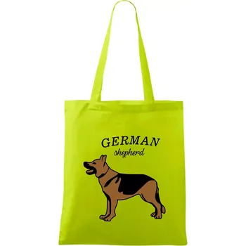 Německý ovčák - hnědý s nápisem - Taška bavlněná - 42 x 38 cm ( Limetková )