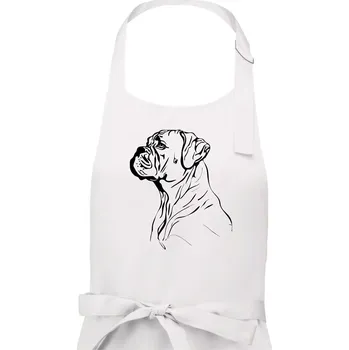 Kuchyňská zástěra Boxer černá kresba - Dámská zástěra na vaření - Univerzální velikost ( Bílá )