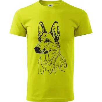 Pánské tričko Německý ovčák černá kresba - Klasické pánské triko vyšší gramáže - M ( Limetková )
