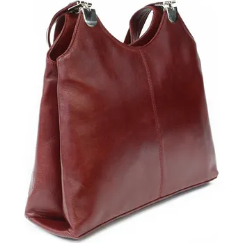 Kabelka Arwel Tmavě červená kožená zipová kabelka se dvěma popruhy 212-8013-31