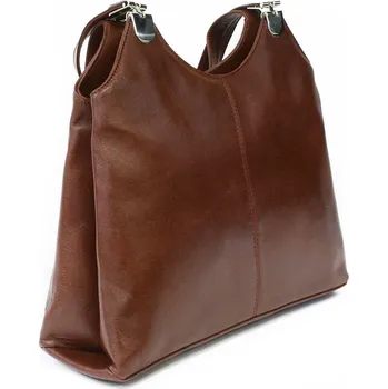 Kabelka Arwel Hnědá kožená zipová kabelka se dvěma popruhy 212-8013-40