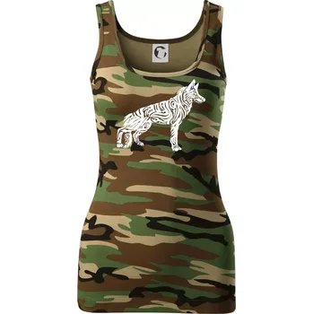 Německý ovčák - tattoo - Dámské Maskáčové tílko - S ( Hnědý maskáč )