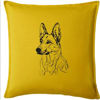 Polštář Německý ovčák černá kresba - Polštář 50x50 - 50x50 - Pouze potah ( Žlutá )