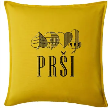 Polštář Prší - nápis - Polštář 50x50 - 50x50 - Pouze potah ( Žlutá )