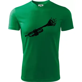 Trubka noty - Dětské triko sportovní (dresovina) - 146 cm/10 let ( Středně zelená )