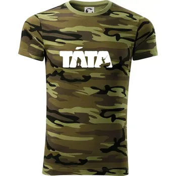 Táta nápis - rybář - Army CAMOUFLAGE - XL ( Zelený maskáč )