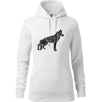 Dámská mikina Německý ovčák - tattoo - Mikina dámská Cape s kapucí - XS ( Bílá )