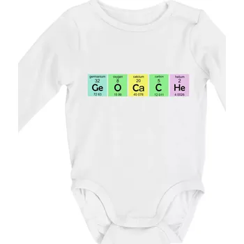 Geocache - periodická tabulka - Body kojenecké s dlouhým rukávem - Dlouhý r. 3-6 měs ( Bílá )