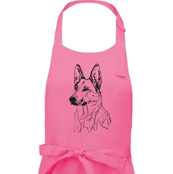 Kuchyňská zástěra Německý ovčák černá kresba - Dámská zástěra na vaření - Univerzální velikost ( Růžová )