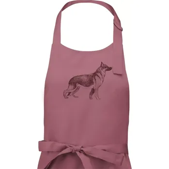 Kuchyňská zástěra Německý ovčák - kreslený skica - Pánská zástěra na vaření - Univerzální velikost ( Starorůžová )