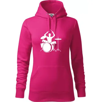 Dámská mikina Bicí bubeník - Mikina dámská Cape s kapucí - XL ( Purpurová )